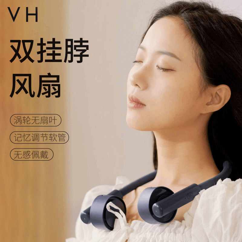 VH F19 Hanging Neck Fan Lazy Cross Neck Small Electric Fan Portable Sports Portable Mute USB Charging Generation