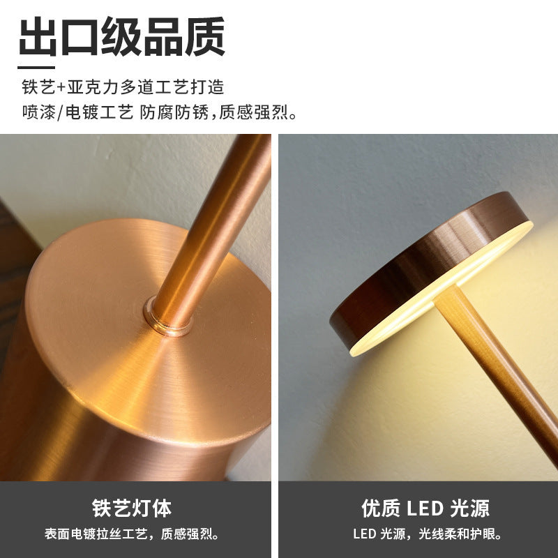 European-style USB Rechargeable Table Lamp Retro Bar Table Lamp Bedside Advanced Sense Clear Bar Cafe LED Atmosphere Lamp Night Light